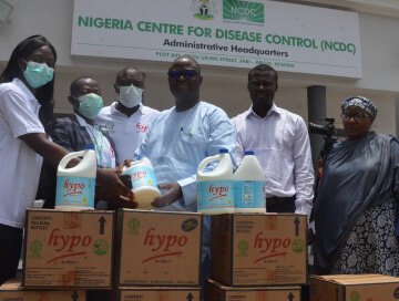 Hypo donates 200 Cartons of Bleach to Support NCDC’S Fight against COVID-19